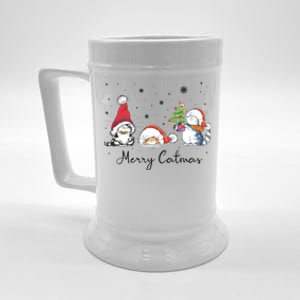 Cats With Santa Hat Merry Catmas Cat Lover Christmas Gift Cool Gift Beer Stein