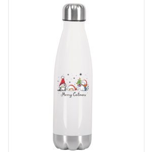 Cats With Santa Hat Merry Catmas Cat Lover Christmas Gift Cool Gift Stainless Steel Insulated Water Bottle