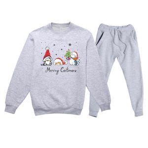 Cats With Santa Hat Merry Catmas Cat Lover Christmas Gift TShirt Premium Crewneck Sweatsuit Set