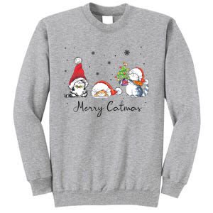 Cats With Santa Hat Merry Catmas Cat Lover Christmas Gift TShirt Tall Sweatshirt