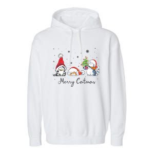 Cats With Santa Hat Merry Catmas Cat Lover Christmas Gift TShirt Garment-Dyed Fleece Hoodie