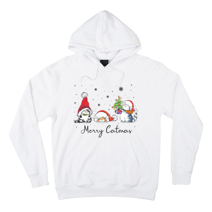 Cats With Santa Hat Merry Catmas Cat Lover Christmas Gift TShirt Hoodie