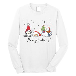 Cats With Santa Hat Merry Catmas Cat Lover Christmas Gift TShirt Long Sleeve Shirt