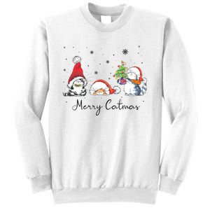 Cats With Santa Hat Merry Catmas Cat Lover Christmas Gift TShirt Sweatshirt