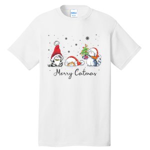 Cats With Santa Hat Merry Catmas Cat Lover Christmas Gift TShirt Tall T-Shirt