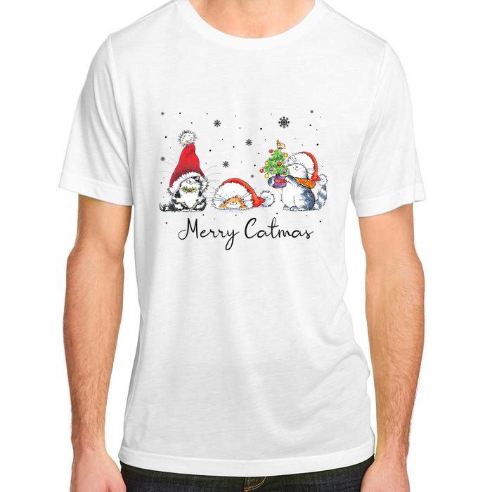 Cats With Santa Hat Merry Catmas Cat Lover Christmas Gift TShirt Adult ChromaSoft Performance T-Shirt