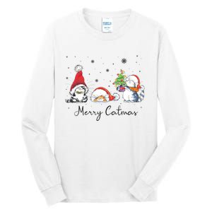 Cats With Santa Hat Merry Catmas Cat Lover Christmas Gift TShirt Tall Long Sleeve T-Shirt