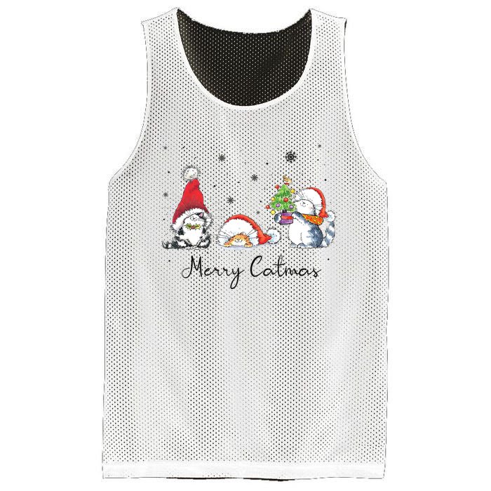 Cats With Santa Hat Merry Catmas Cat Lover Christmas Gift TShirt Mesh Reversible Basketball Jersey Tank