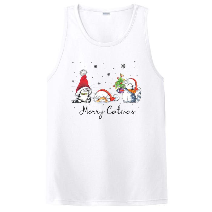 Cats With Santa Hat Merry Catmas Cat Lover Christmas Gift TShirt PosiCharge Competitor Tank