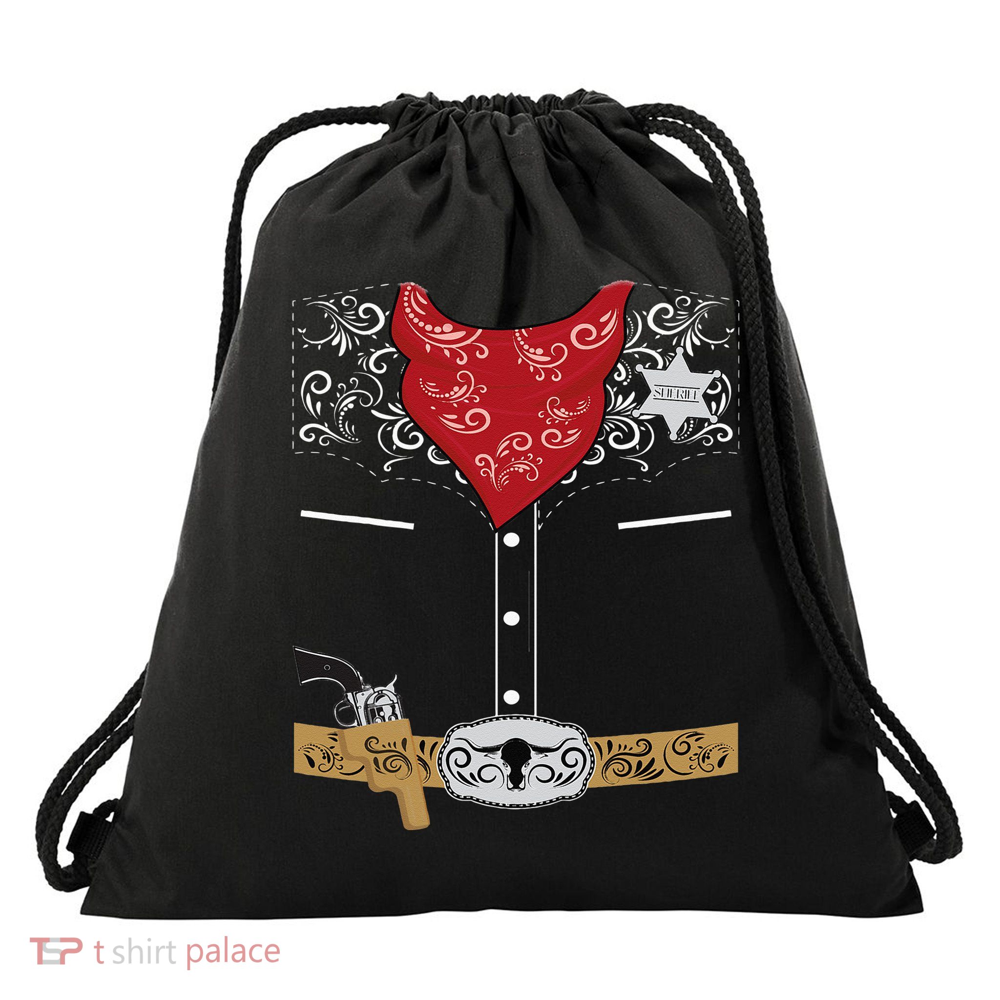 Cute Western Sheriff Costume For Kids Easy Halloween Drawstring Bag