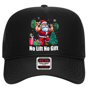 Christmas Workout Santa Claus No Lift No Gift High Crown Mesh Back Trucker Hat