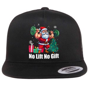 Christmas Workout Santa Claus No Lift No Gift Flat Bill Trucker Hat