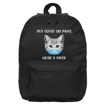 Cat Wearing Surgical Face Mask Promask Quarantine Kitty 16 in Basic Backpack