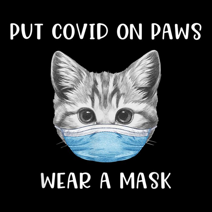 Cat Wearing Surgical Face Mask Promask Quarantine Kitty Cooling Performance Long Sleeve Crew