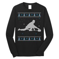 Curling Winter Sport Ugly Christmas Style Design Gift Long Sleeve Shirt