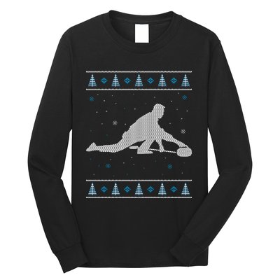 Curling Winter Sport Ugly Christmas Style Design Gift Long Sleeve Shirt