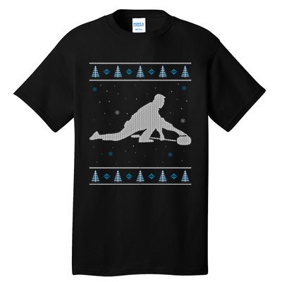 Curling Winter Sport Ugly Christmas Style Design Gift Tall T-Shirt