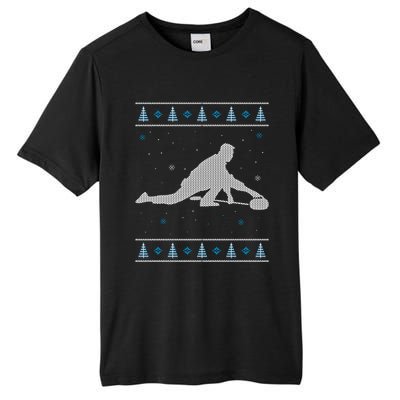 Curling Winter Sport Ugly Christmas Style Design Gift Tall Fusion ChromaSoft Performance T-Shirt