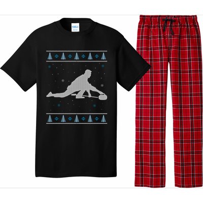 Curling Winter Sport Ugly Christmas Style Design Gift Pajama Set