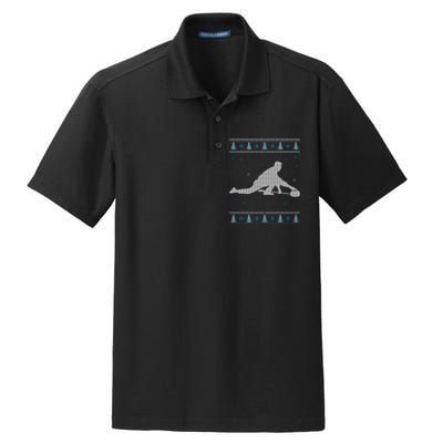 Curling Winter Sport Ugly Christmas Style Design Gift Dry Zone Grid Polo