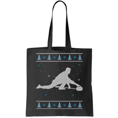 Curling Winter Sport Ugly Christmas Style Design Gift Tote Bag