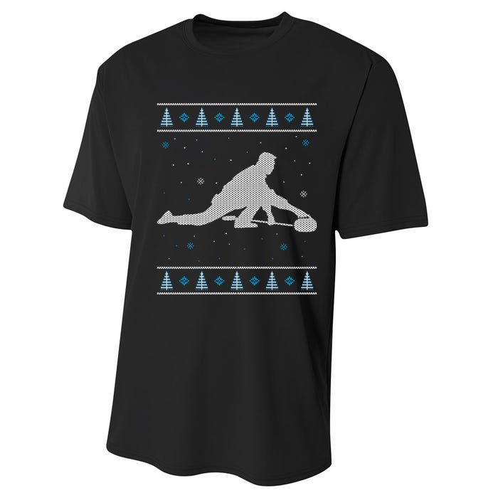 Curling Winter Sport Ugly Christmas Style Design Gift Performance Sprint T-Shirt