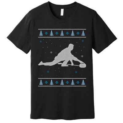 Curling Winter Sport Ugly Christmas Style Design Gift Premium T-Shirt