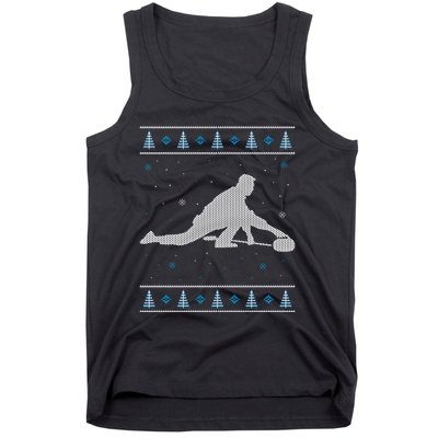 Curling Winter Sport Ugly Christmas Style Design Gift Tank Top