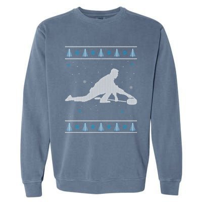 Curling Winter Sport Ugly Christmas Style Design Gift Garment-Dyed Sweatshirt