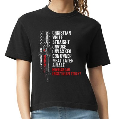 Christian White Straight Unwoke Unvaxxed Gun Owner Comfort Colors Boxy T-Shirt