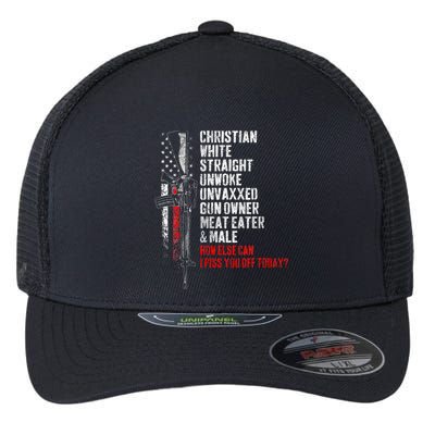 Christian White Straight Unwoke Unvaxxed Gun Owner Flexfit Unipanel Trucker Cap