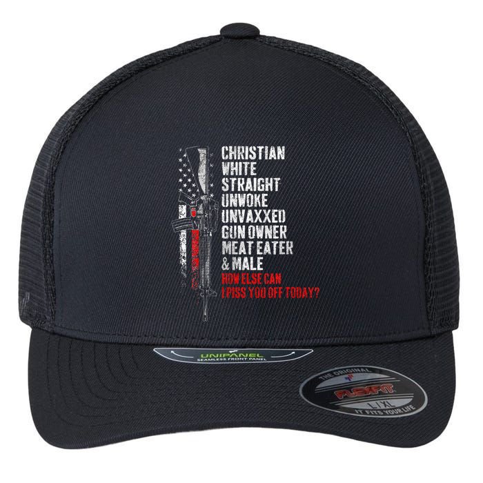 Christian White Straight Unwoke Unvaxxed Gun Owner Flexfit Unipanel Trucker Cap