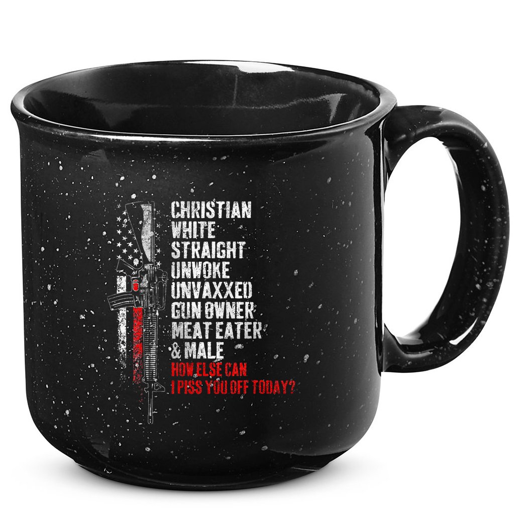 Christian White Straight Unwoke Unvaxxed Gun Owner 15oz Campfire Ceramic Mug