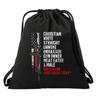 Christian White Straight Unwoke Unvaxxed Gun Owner Drawstring Bag