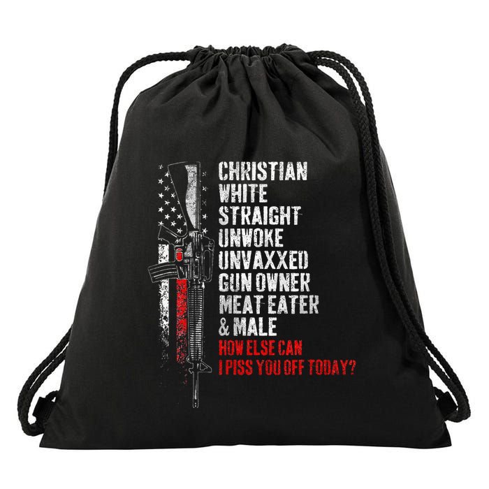 Christian White Straight Unwoke Unvaxxed Gun Owner Drawstring Bag