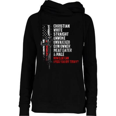 Christian White Straight Unwoke Unvaxxed Gun Owner Womens Funnel Neck Pullover Hood