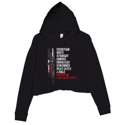 Christian White Straight Unwoke Unvaxxed Gun Owner Crop Fleece Hoodie