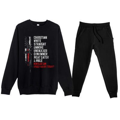 Christian White Straight Unwoke Unvaxxed Gun Owner Premium Crewneck Sweatsuit Set