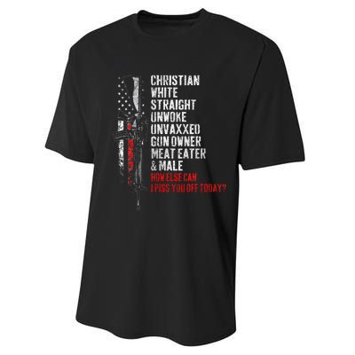 Christian White Straight Unwoke Unvaxxed Gun Owner Performance Sprint T-Shirt