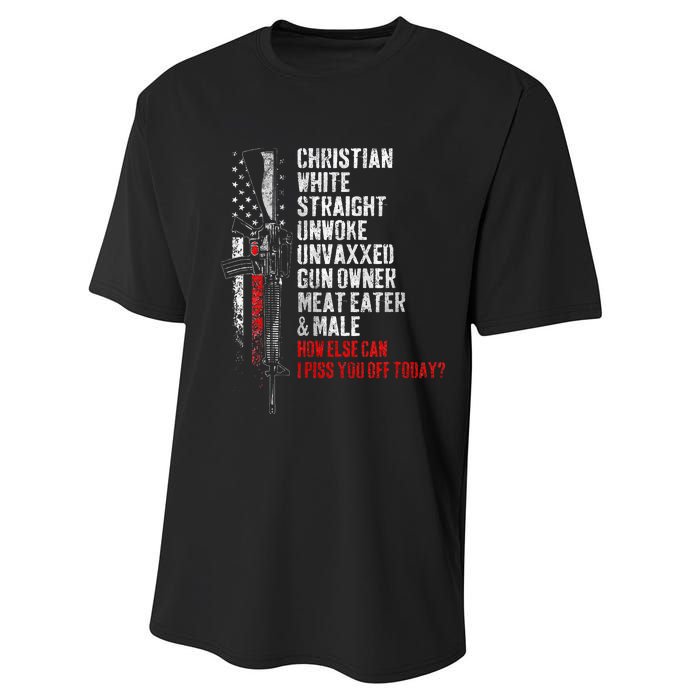 Christian White Straight Unwoke Unvaxxed Gun Owner Performance Sprint T-Shirt