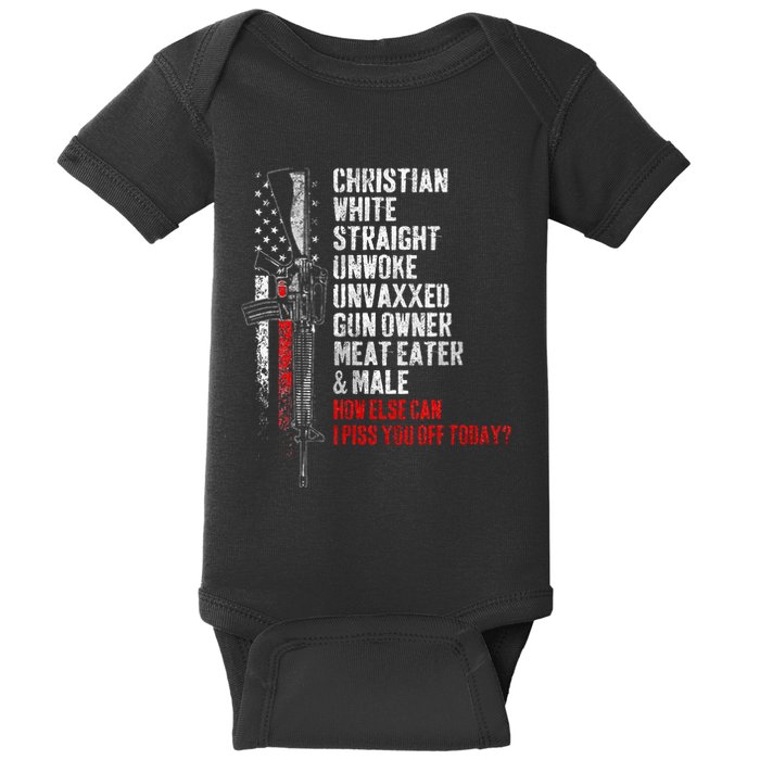 Christian White Straight Unwoke Unvaxxed Gun Owner Baby Bodysuit