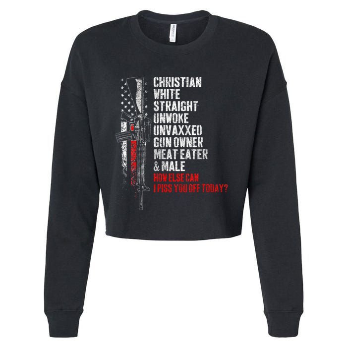 Christian White Straight Unwoke Unvaxxed Gun Owner Cropped Pullover Crew