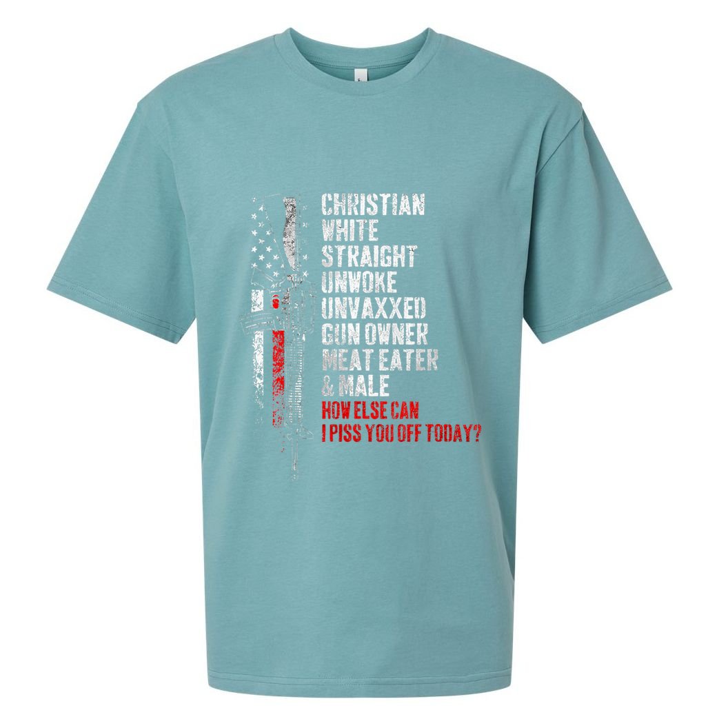 Christian White Straight Unwoke Unvaxxed Gun Owner Sueded Cloud Jersey T-Shirt