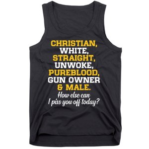 Christian White Straight Unwoke Pureblood Gun Owner & Male Tank Top