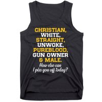 Christian White Straight Unwoke Pureblood Gun Owner & Male Tank Top