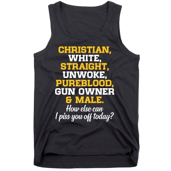 Christian White Straight Unwoke Pureblood Gun Owner & Male Tank Top