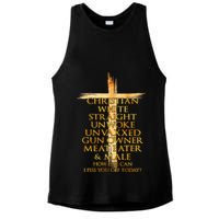 Christian White Straight Unwoke Unvaxxed Gun Owner How Else Can I Piss You Off T Ladies PosiCharge Tri-Blend Wicking Tank