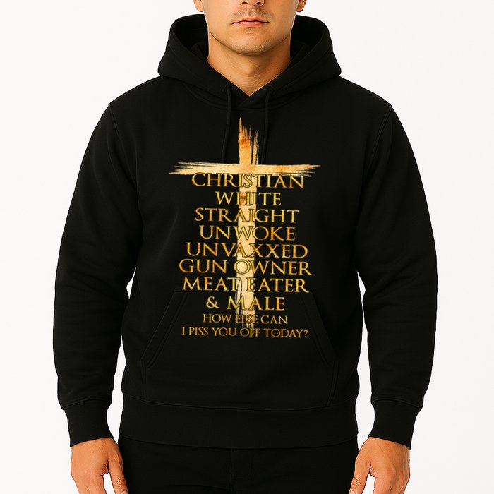 Christian White Straight Unwoke Unvaxxed Gun Owner How Else Can I Piss You Off T Hoodie