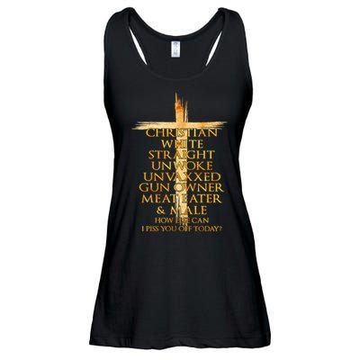 Christian White Straight Unwoke Unvaxxed Gun Owner How Else Can I Piss You Off T Ladies Essential Flowy Tank
