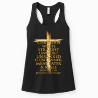 Christian White Straight Unwoke Unvaxxed Gun Owner How Else Can I Piss You Off T Womens Tank Top
